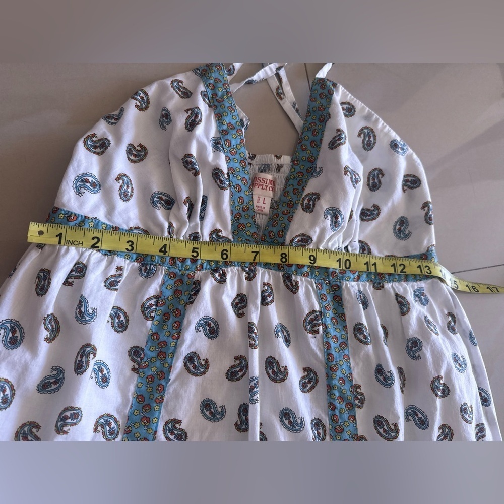 Vintage mossimo supply co hippie babydoll white blue patterned dress summer L - Picture 4 of 11